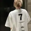 Camiseta Casual Holgada para Mujer de 180g Transfronteriza con un Llamativo Estampado de Patrón de Número "7" y Letras -