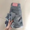 Calça Jeans de Cintura Alta Reta Versátil com Caimento Largo e Tag de Couro de Personalidade Estilo Americano para Mulheres, Primavera e Outono