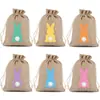 Bolsa de presente de Páscoa coelho ovo armazenamento cordão embalagem de doces bolsa de presente decoração com cordão imitação de linho