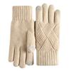 Luvas de Tricô Femininas para Outono e Inverno, Mais Vendidas da Amazon, Camada Dupla com Forro de Fleece, Espessas, à Prova de Vento, Quentes, Luvas com Tela Sensível ao Toque para Proteção contra o Frio