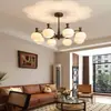 Lámpara de araña para dormitorio y sala de estar de estilo medieval, luz principal atmosférica para pasillo principal americano, lámparas de color nogal retro para restaurante, protección ocular