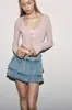 Cardigan de Tricô com Cadarço Bestseller Transfronteiriço Europeu e Americano para Mulheres, Top Curto Cropped Vazado com Babados, Manga Longa Emagrecedor Estilo Hot Girl