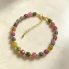 Collar de Calcedonia Natural Turmalina Cubo de Azúcar Pulsera Arcoíris Pequeña Diseño de Nicho Temperamento Lujo Ligero Sensación de Alta Gama Cadena para Clavícula Mujeres