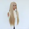 Nova peruca cruzada europeia e americana 13*4 lace front mista dourada de fibra sintética longa para mulheres com repartição personalizável