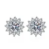 Aretes de Moissanita para Hombre y Mujer, Plata Esterlina S925 Girasol Versátil de Alta Gama Súper Brillantes para Viajero Platino