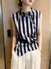 Nuevo Top Rayado de Verano 2026 para Mujer, Sencillo, Exquisito, Moderno, Pulcro, Casual, Sencillo, Hermoso, de Manga Corta