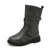 Hebilla de Cinturón Chelsea Botas Romanas Otoño e Invierno Botas Martin Botines talla extra Planos Nuevos 4048 Comercio Exterior Zapatos de Mujer