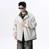 Chaqueta Falsa de Dos Piezas Estilo Workwear Americano para Hombre en Primavera y Otoño Marca de Moda de Gama Alta Atractivo Empalme a Cuadros Chaqueta Deportiva