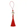 8cm Hoja de Bambú Verde Abanico Dorado Borla Marcador de Libros Memoria USB Decoración para Teléfono Móvil Colgante Pequeño Accesorios para Disfraces Chinos Antiguos Borla Colgante