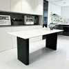 Conjunto moderno de mesa de jantar e cadeiras em ardósia preta de luxo leve, mesa de jantar para casa estilo italiano, retangular, design simples para espaços pequenos