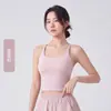 Roupas de Yoga Femininas Cruzadas Costas Bonitas com Alças com Bojos Top Regata Color Blocking Cruzado Cores Contrastantes Franzido Alta Elasticidade Retorno Secagem Rápida Respirável