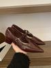 Zapatos Pequeños de Cuero Estilo Francés con Tacón Grueso Puntiagudos Mary Jane 2025 Nuevos de Primavera Zapatos Suaves para la Tarde Zapatos de Boca Baja de Una Sola Capa Zapatos de Mujer