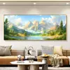 Pintura de paisagem sala de estar de costas para montanha 2025 pote de tesouro parede oeste quadro pintura moderna pendurada sofá fundo de parede montanha dourada novo
