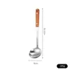 Conjunto de Utensílios de Cozinha de Aço Inoxidável com Cabo de Madeira de Pêssego, Feito Sob Medida para Uso Doméstico, Espátula de Cozinha Espessa Não Magnética, Colher para Mingau, Espátula Peneira, Colher Peneira