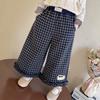 Pantalones Casuales para Niñas de Principios de Otoño, Nuevos Pantalones de Cuadros con Encaje Otoño 2025, Ropa de Otoño para Niños, Pantalones Rectos Estilo Coreano para Bebé