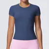 Nueva Camiseta de Manga Corta para Mujer Transfronteriza Ajustada Sensación de Nube Control de Abdomen Fitness Running Secado Rápido Top Casual de Yoga