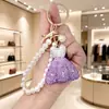 Chaveiro Pingente Corrente de Pérolas para Vestido 3D com Strass de Argila Venda Quente Transfronteiriça Chaveiro Charme para Bolsa de Luxo Leve
