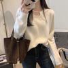 Suéter Rojo Hermoso y de Diseño Minimalista para Mujer Otoño e Invierno 2024 Nuevo Top Base de Camisa de Punto Interior con Forro Polar