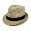 Sombrero de Paja de Papel de Ala Pequeña de Venta Caliente para Hombre Europeo y Americano, Sombrero de Sol de Paja de Verano, Sombrero de Sol de Playa con Estampado de Palmera