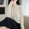 Cárdigan de punto bordado con corazón de estilo dulce para mujer, abrigo fino de manga larga nuevo para otoño, prenda exterior elegante