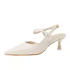 788 Fuxing Zapatos de Tacón Alto Fino para Mujer 2025 Sandalias de Tira Única Estilo Nuevo de Verano para Mujer Punta Fina Francesa Elegantes Versátiles