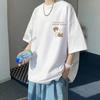 260g ombro algodão manga curta t- shirt dos homens solto tamanho grande estudanteimpresso meia manga todos- combinar moda top atacado