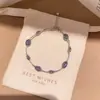Galáxia Névoa Roxa~Pulseira com Pingente de Flor de Zircônia Gota d'Água Estilo Minimalista Coreano Ins Pulseira Joia de Luxo Leve de Alta Qualidade