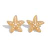 Pendientes de Verano Transfronterizos Europeos y Americanos Estilo Resort Oceánico Textura de Estrella de Mar Pendientes de Diseño Simple de Perla Nicho Venta al por Mayor