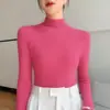 Malha de Gola Alta Meia-Alta Sem Costura Pronta para Vestir Feminina Manga Longa Outono e Inverno 2025 Versátil Modelagem que Emagrece Top com Gola Alta