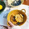 Cuenco de Cerámica Coreano de Salpicaduras de Color, Cuenco Irregular Hecho a Mano de Doble Asa Estilo Ins Vintage para Fideos Instantáneos, Ensalada, Sopa y Fideos Caracol