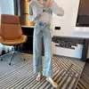 Jeans Reto Tamanho Grande Feminino Primavera e Outono 2025 Novos Hot Pants para Meninas Cheinhas Slim Soltos Cropped Calça Wide Leg