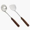 Juego de Espátula y Cuchara de Acero Inoxidable 316 con Mango de Madera de Nogal, Juego de Espátula y Cuchara de Cocina Resistentes a Altas Temperaturas, Mango Largo Disponible