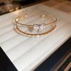 Pulsera Geométrica Abierta Incrustada con Diamantes, Lujo Ligero, Gama Alta, Pulsera de Moda Personalizada, Elegante, Simple y Versátil para Mujer