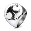 Anillo Punk Europeo y Americano de Acero Inoxidable Liso Láser Personalizado Patrón Abstracto Redondo 22mm Anillo Vintage Venta al por Mayor