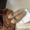 Versión de Piel de Oveja ~ Mismo Estilo que la Mamá Uva Clásico de Nicho Tacones Redondos Pequeños con Lazo para Commuter para Mujer