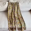 Pantalones de pierna ancha de seda 2026 Pantalones casuales de pierna recta Cintura elástica Pantalones cortos Pantalones estampados para mujer Venta al por mayor H16EK2601