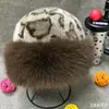 Chapéu mongol estampado de leopardo, chapéu de pescador de balde à prova de frio e quente para outono e inverno, chapéu de pelúcia grosso versátil, atacado transfronteiriço