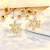Nuevos Pendientes de Copo de Nieve de Zirconia con Aguja de Plata para Navidad, Diseño Pequeño, Pendientes de Borla de Moda de Gama Alta, Pendientes de Otoño e Invierno al por Mayor