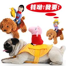 Traje de montaria engraçado engraçado boneca traje cão traje cowboy cavaleiro roupas animal estimação cão transformação traje