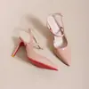 Zapatos de Tacón Alto Color Nude con una Sola Tira y Punta Cerrada, Nuevo Estilo Verano 2026, Punta Aguda, Tacón de Aguja, Sandalias de Tacón Alto Elegantes para el Trabajo