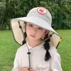 Chapéu de Proteção Solar Infantil, Chapéu de Sol de Aba Larga para Meninas no Verão, Chapéu Cachecol com Proteção UV para o Pescoço, Chapéu de Pescador para Meninos ao Ar Livre