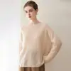 Cashmere de Seda 2026 Outono/Inverno Novo Suéter de Malha Liso Feminino Solto Gola Caída