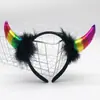 Faixa de Cabeça com Chifres de Halloween Conjunto de Tridente Faixa de Cabeça de Diabo Vermelho Adereços para Show de Máscaras Infantil e Adulto