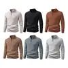 Suéter de punto para hombre, estilo europeo y americano, media cremallera, cuello alto, color liso, manga larga, corte ajustado, para exportación y ventas transfronterizas
