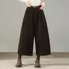 Pantalones Pierna Ancha Cintura Alta Tallas Grandes Otoño Casuales para Mujer Adelgazantes Versátiles Holgados Caída Pierna Recta Color Sólido Ligero Elástico Nueve