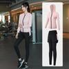 Fábrica al por mayor, primavera y verano, nuevo traje deportivo casual para niñas, ropa de entrenamiento de moda, pantalones de dos piezas falsos de yoga de moda