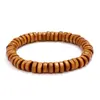 Pulseira de contas de madeira simples e retrô, pulseira elástica unissex, um acessório estiloso, rosário budista de fio único