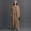 Cárdigan de Punto de Cachemira para Mujer Holgado Casual Versátil Estilo Lazy Largo Medio Abrigo Nuevo de Otoño e Invierno