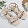 Sandalias Planas de Talla Grande para Mujer, Novedad Verano 2026 Estilo Bohemio Sandalias de Playa con Cuentas Transfronterizas