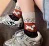 Calcetines de Lana Fair Isle Retro para Cachorro Otoño e Invierno Espesados Calientes de Media Pantorrilla Calcetines Largos Calcetines de Felpa Calcetines de Peluche Lindos